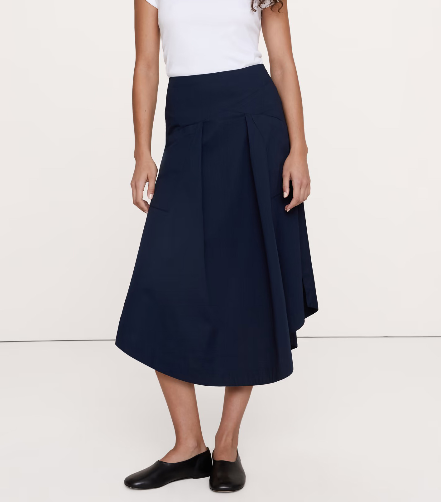 Banana Republic, Stretch-Cotton Drop-Waist Midi Skirt